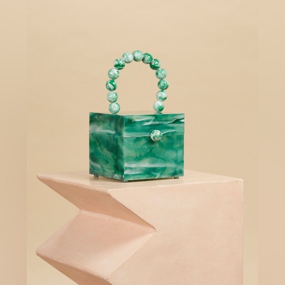 Cult Gaia Eos Marbled Box Bag in Sage